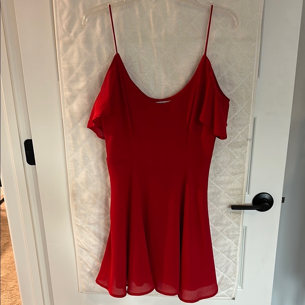 Kimchi Blue Red Asymmetrical Ruffled Camisole